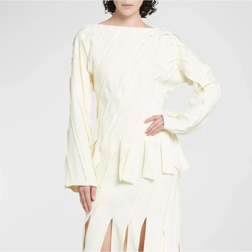 New Bottega Veneta Fluid Stretch Striped Cutaway Top Size 40 - Picture 1 of 6